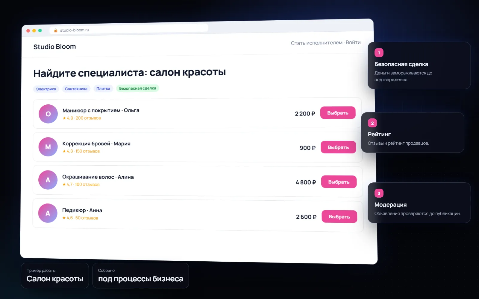 MVP маркетплейса для бизнеса: Салон красоты