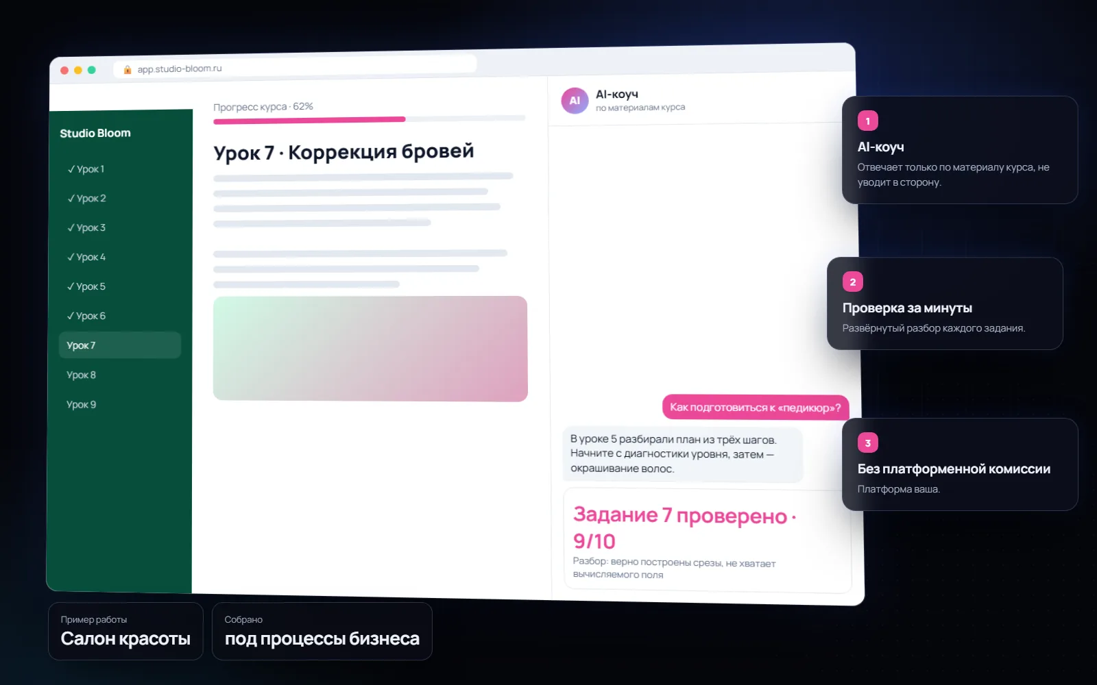 Онлайн-школа с AI-коучем для бизнеса: Салон красоты